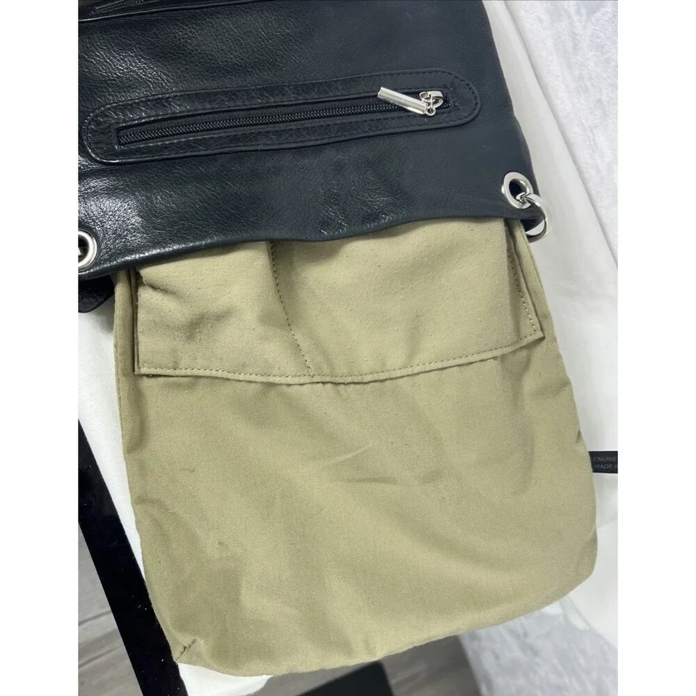 Margot Genuine Leather Crossbody Purse Zippered Pockets Black - Picture 10 of 11